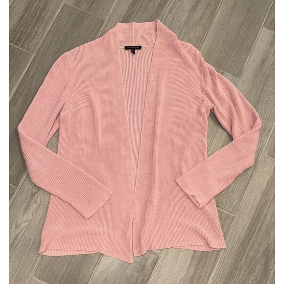 Eileen Fisher Cardigan Women M Pink Cotton Silk Italian Yarn Open Front Sweater - Picture 2 of 10